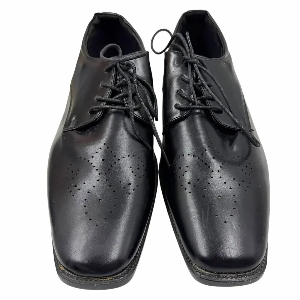 Tim Evans England Black Faux Leather Cap Toe Oxford Dress Shoes Lace Up Men 11